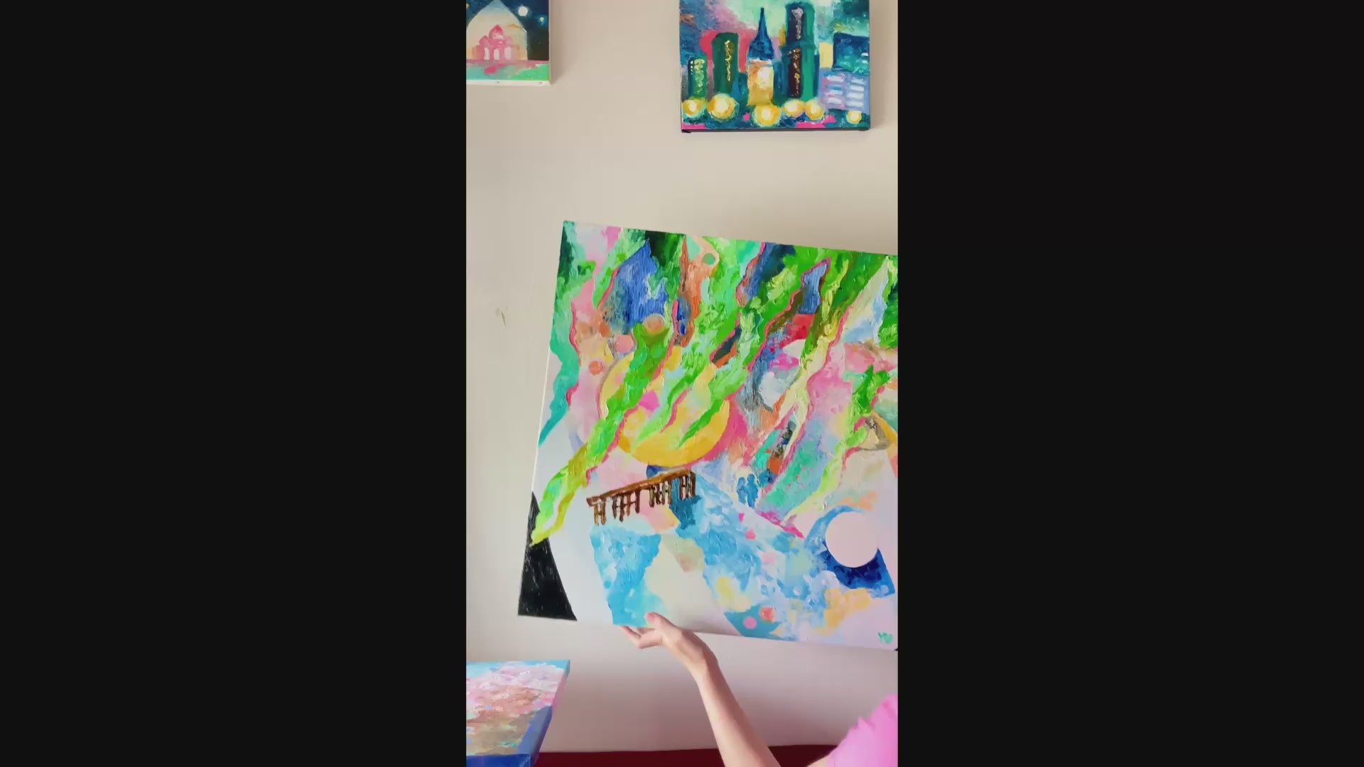 Video showcasing the texture and detail of "Kyoto", an original oil painting by Yu Kuramitsu

