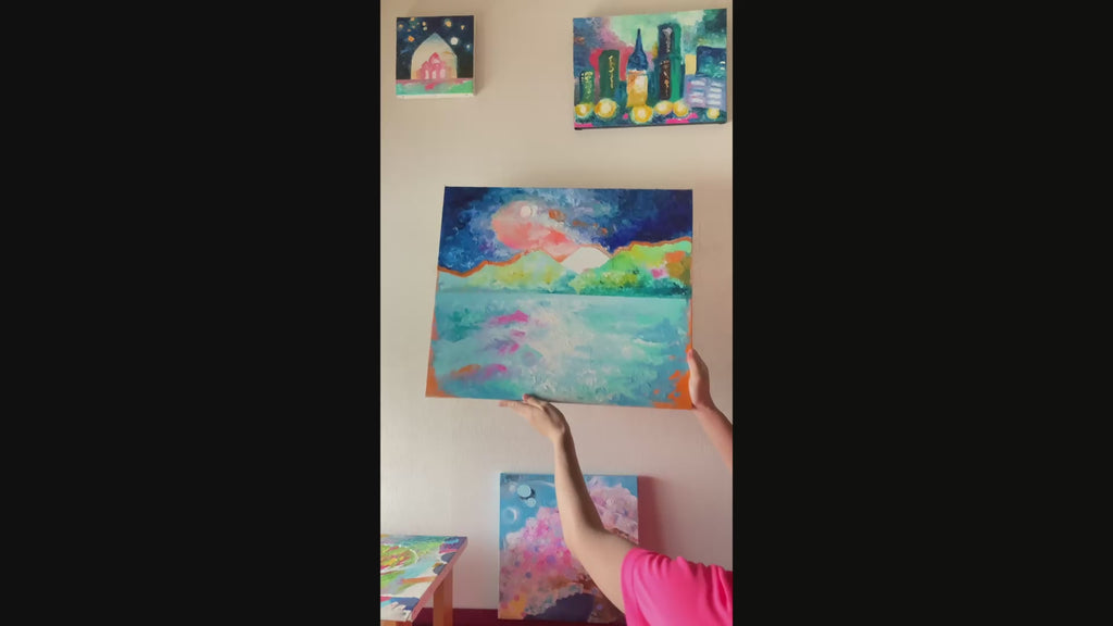 Video showcasing the texture and detail of "Hakone 3", an original oil painting by Yu Kuramitsu
