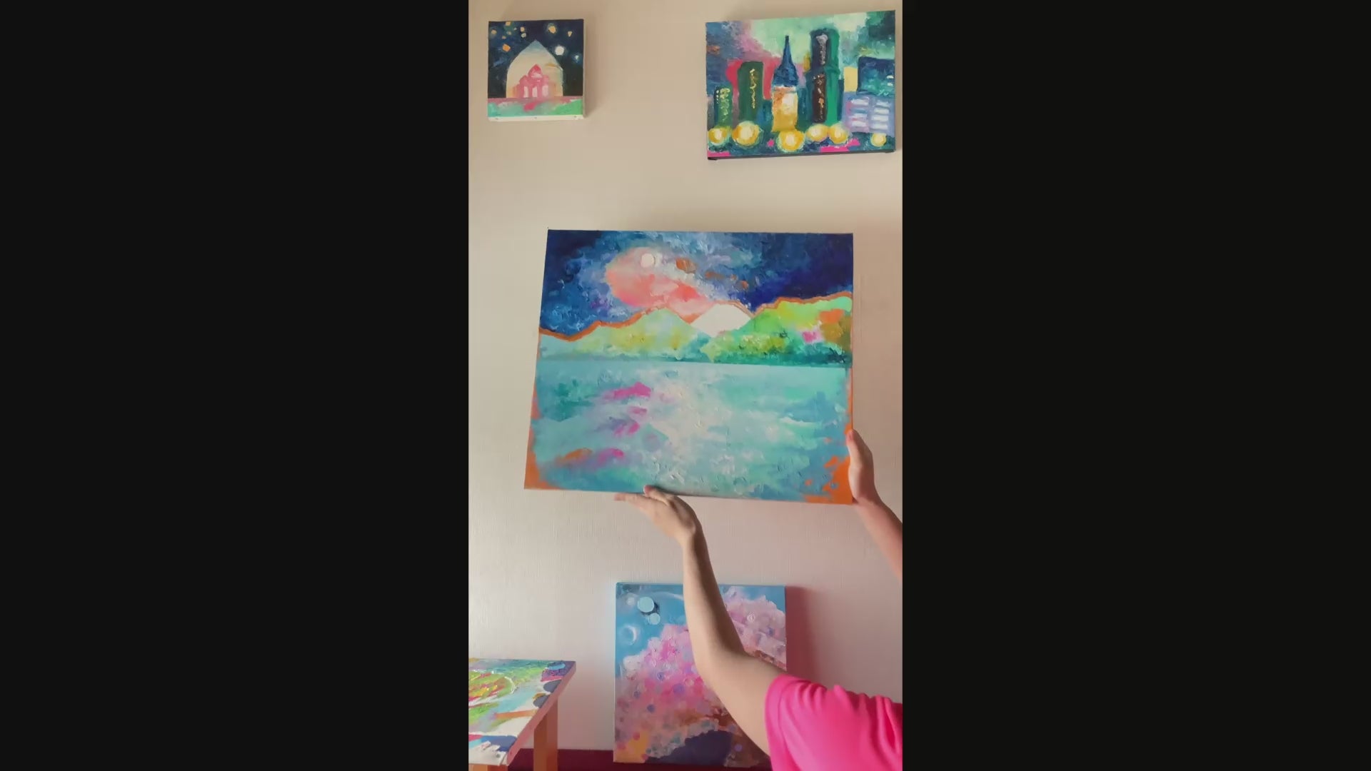 Video showcasing the texture and detail of "Hakone 3", an original oil painting by Yu Kuramitsu